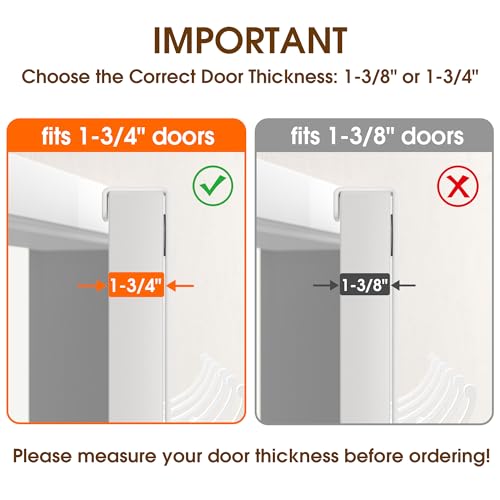 KitchLife Over The Door Hooks Hanger with 7 inches Extended Arms, Fits 1-3/4" Doors, F18U, Bathroom Towel Rack Organization, Thickened 6-Double Hook, Glossy White - color: Glossy White, size: Fits 1 3/4" Doors with 7" Arms