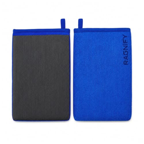 Ragnify Pack of 2 Clay Mitt Auto Detailing Medium Grade Alternative Mitt for Flawless Removal of Surface Bonded Micro Contaminant (Blue) - color: Blue
