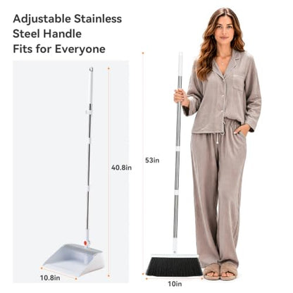 MOPALL Broom with Dustpan Combo Set Collapsible Standing Inc 2 Broom Heads