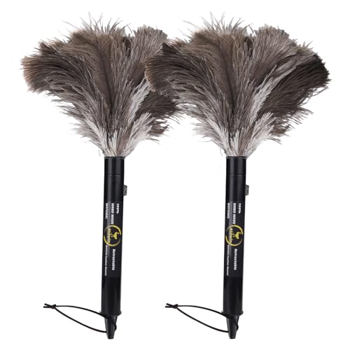 Aldwin Ostrich Feather Duster Retractable 16 inch, 2 Pack