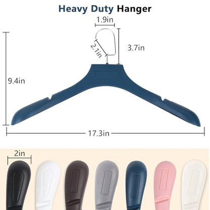 DEDU Suit Hangers for Men 20 Pack, Sweater Hangers No Shoulder Bump Non Slip Width 17.7", Plastic Clothes Hangers Blue with Metal Hook - color: Blue-20