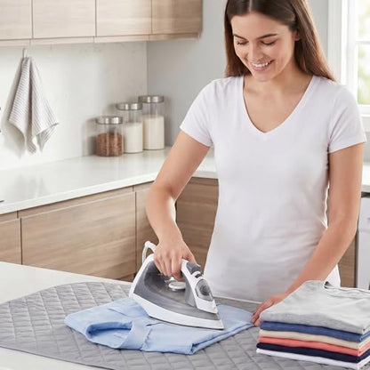 Portable Ironing Mat for Table Top, Foldable Ironing Board for Washer or Dryer Tops, Double Sided Use Heat Resistant Pad for Travel Office Student Dormitory (No Magnet, 33.5 x 17.7 Inches)