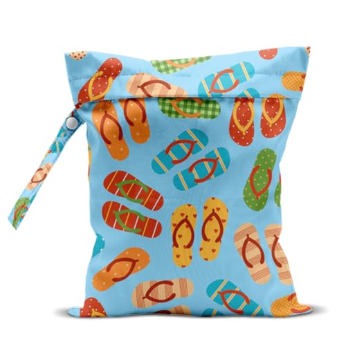 Wet Bag for Swimsuit, Beach Travel Essentials Wet Dry Bag, for Sunscreen Toiletry Dirty Clothes Yoga Gym Diaper, Friends Summer Beach Vacation Gifts. flip flops - color: Flip Flops