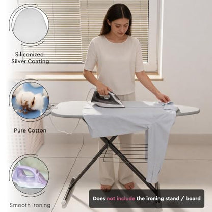 Encasa XO Ironing Board Cover and Pad, 6mm Felt 54"x15" Silver Luxury - size: Large (54"x15")
