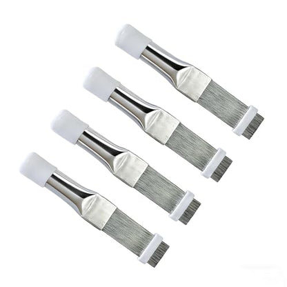 4-Pack AC Fin Comb Straightener – Air Conditioner Cleaner Tool for Condenser & Evaporator Coils, Includes Coil Brush for AC Unit Maintenance & Radiator Cleaning