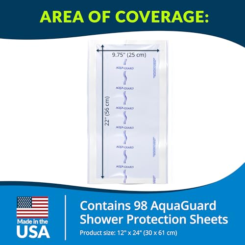 AquaGuard Wound Cover for Showering, 12 in x 24 in, 98 Shower Sheets - size: 12" x 24", style: Case of 98 Sheets