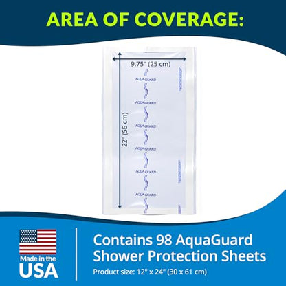 AquaGuard Wound Cover for Showering, 12 in x 24 in, 98 Shower Sheets - size: 12" x 24", style: Case of 98 Sheets