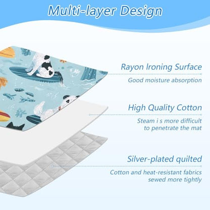 Ironing Mat Pad for Table Portable Travel Iron Blanket Ironing Board Covers Pressing Mat Heat Press Pads 27.6x47.2 Inches Blue Summer Dogs on Surfboards40 - color: Blue Summer Dogs on Surfboards40