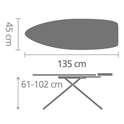 Brabantia Premium Ironing Board with Heat Resistant Parking Zone | X-Large (Size D) | Fairtrade Titan Oval | Tall & Wide, Adjustable Height (31-40"), Easy Fold, Anti-Collapse Lock, Non-Slip Feet - color: Titan Oval