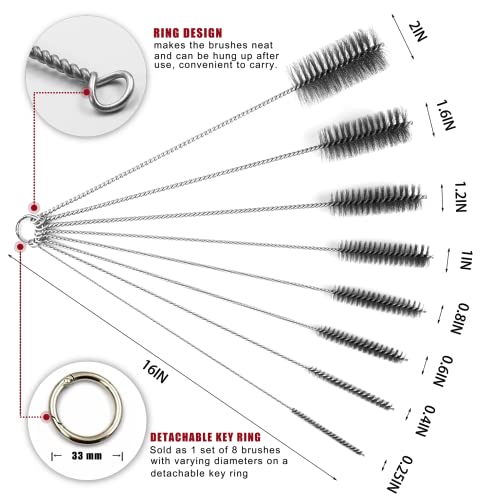 16 in Extra Long Pipe Cleaning Brush Set Stainless Steel Bristles - size: 16 Inch
