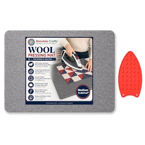 Mandala Crafts 11.5×14.5 in 100% New Zealand Wool Pressing Mat Ironing Pad - size: 11.5 X 14.5 Inches Mat