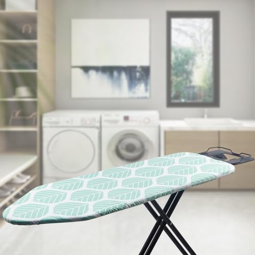 Seiritex Extra Wide Ironing Board Cover with Padding 18 x 54 inch Heat Reflective with Hook and Loop Fasteners, Thick Padding with Elasticized Edges, 3 Layers Iron Board Cover (Green Leaf) - color: Green Leaf, size: 18x54