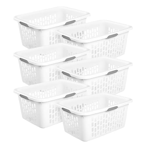 Sterilite Rectangular Laundry Basket, Plastic Clothes Hamper, 6-Pack - color: 2.0 Bushel - White, size: 6 Pack