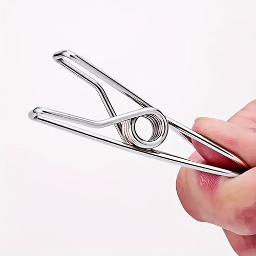 20PCS Stainless Steel Clothes Pins Heavy Duty Laundry Clips, Rustproof Metal Clothespins for Outdoor Washing Line, Multi-Purpose Utility Clips for Food Bags, Towels, Socks and Home Organization