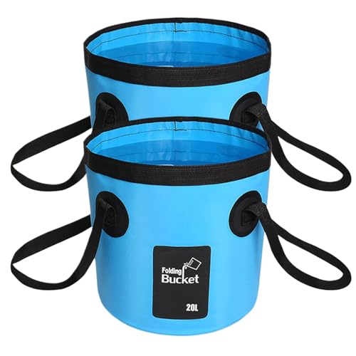 BANCHELLE 2 PCS Collapsible Bucket with Handle for Indoor Outdoor - color: Blue