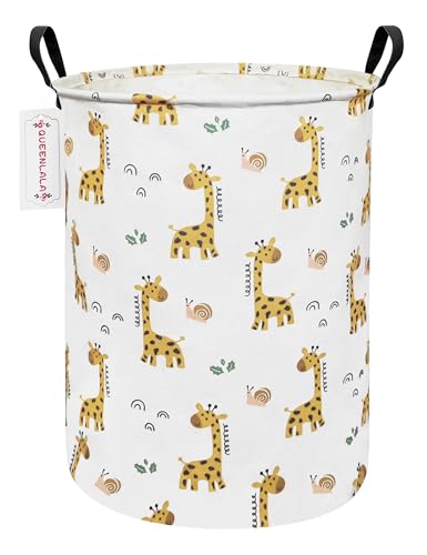 Foldable Waterproof Round Fabric Laundry Basket Home, Yellow Giraffe - color: Round-Yellow Giraffe