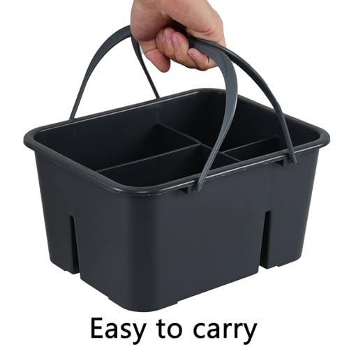 4 Compartment Plastic Utility Tote Caddy, Grey