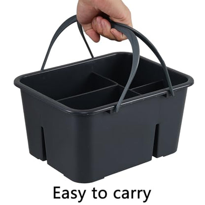 4 Compartment Plastic Utility Tote Caddy, Grey