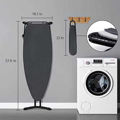 Duwee 18"x48" Deluxe Ironing Board with Retractable Iron Rest - color: Black