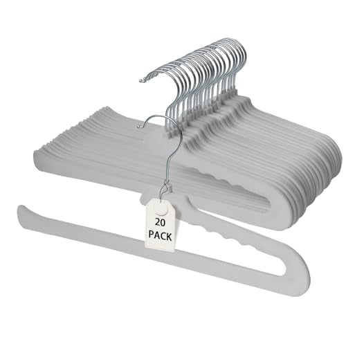 ManGotree Non Slip Velvet Pants Hangers Felt Jean Hangers 20 Pack Grey - color: Gray, size: 20 Pack