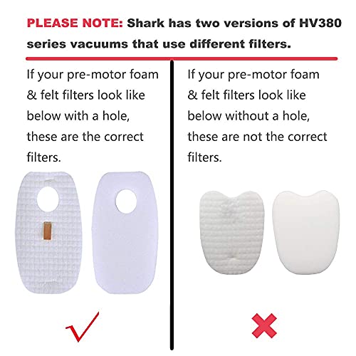 Dttery HV380 HV381 HV382 HV383 Filter Replacement for Shark Rocket DuoClean