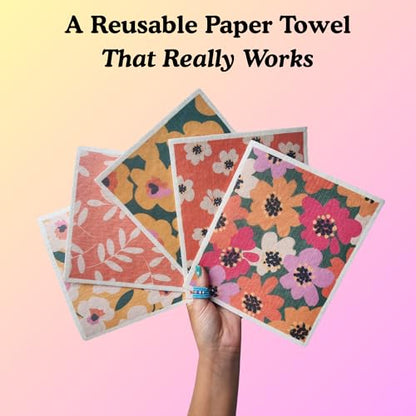 Palm & Peace Swedish Dishcloths for Kitchen - 5 Pack - Reusable Paper Towels - Super Absorbent, Non-Scratch, Washable, Sustainable, 100% Compostable Cleaning Cloths (Tahitian Dreams) - color: Tahitian Dreams