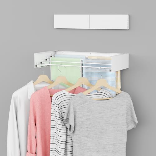 ZMBESUP Wall Mounted Drying Rack, 23.6" Foldable Clothes Drying Rack for Laundry Room Organization, Space Saving Retractable Laundry Rack for Small Space Apartment Bathroom Balcony (White) - size: 23.6"