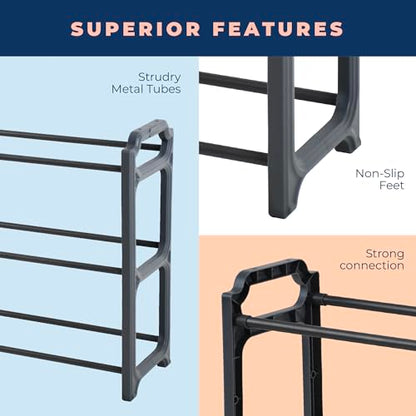 Happhom 3-Tier Expandable Shoe Organizer - Space Saver Shoe Shelf with Smart Design for Closet, Entryway and Small Spaces, Dark Grey (CSR-01) - style: CSR-01