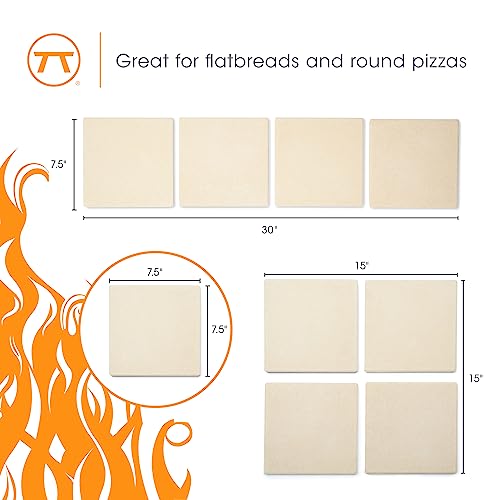 Outset Pizza Grill Stone Tiles For Oven and Grill, Set of 4 Baking Stones for Pizza, Bread & More - style: Pizza Grill Stone Tiles: Set of 4