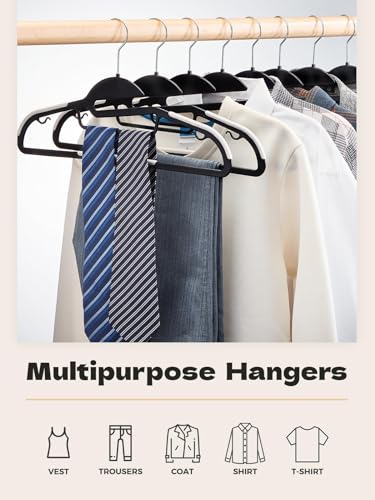 HOUSE DAY Slim Plastic Hangers with Non Slip Rubber Pads, 30 Pack, Black - color: Black + White, size: 30 Pack