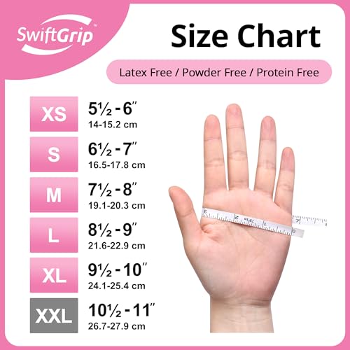 SwiftGrip Pink Nitrile Gloves, 3-mil, Industrial Gloves Disposable Latex Free, for Cleaning & Esthetician, Rubber Powder-Free, 100-ct Box (Large) - size: Large