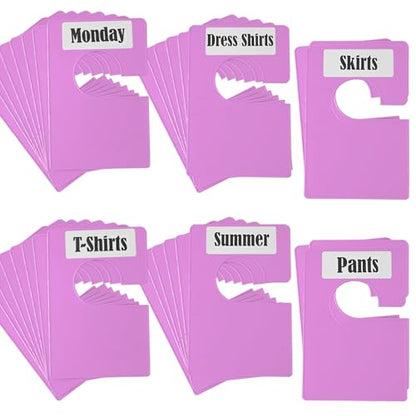 32 Pack White Clothing Rack Size Dividers Plus 75 Labels (1 Inch) and 30 Large Blank Labels, Large Rectangular Clothing Closet Dividers (Purple) - color: Purple, size: 32 PACK