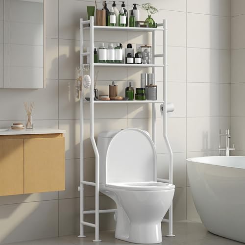 3-Tier Over Toilet Storage, Anti-Tip, 64" H, White - color: A-white