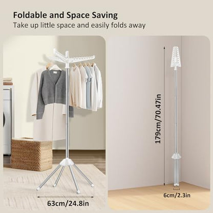 SUYU Clothes Drying Rack, Foldable Drying Rack Clothing, Laundry Drying Rack, 59-Inch Indoor Clothes Airer with 3 Rotatable Arms, Stainless Steel,4 Legs,White and Silver SNJ101 - style: 1-Tier