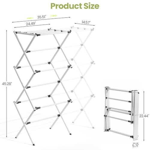 APEXCHASER Oversized Clothes Drying Rack, 45.28" H × 14.57" D - color: White, size: Large