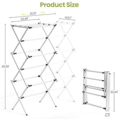 APEXCHASER Oversized Clothes Drying Rack, 45.28" H × 14.57" D - color: White, size: Large