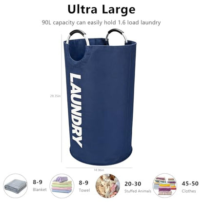A Large 90 Liter Laundry, Navy Blue - color: Navy Blue