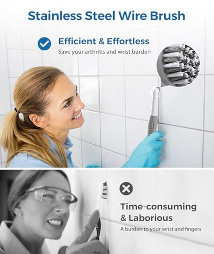 kHelfer Electric Cleaning Brush with Battery Power, Electric Grout Brush - color: Gray& White
