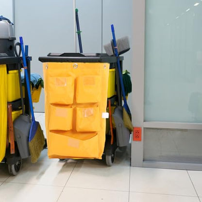 Janitorial Cart Bag Waterproof Canvas Cleaning Tote Large Capacity Cleaning Supply Bag for Housekeeping and Trash Collection - color: Yellow