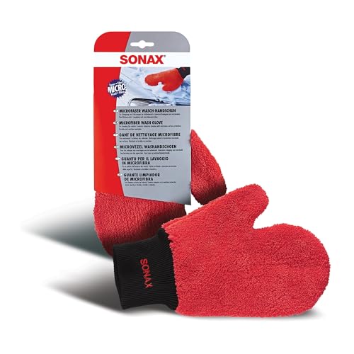 SONAX Microfibre Wash Glove (1 Piece) - Practical Car Wash Glove for The Gentle and Thorough Cleaning of Vehicle External Areas. Durable and Machine Washable | Item No. 04282000