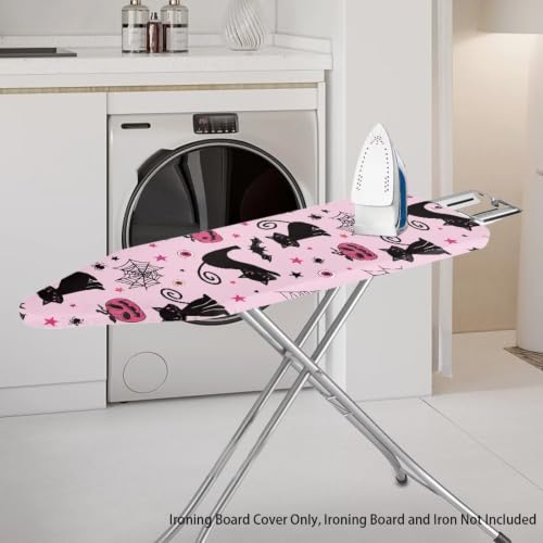 Black Cat Ironing Board Cover Pumpkin Ironing Board Cover, Non Stick Scorch and Stain Resistant Standard Size 15x54 Inch with Elastic Edges - color: Black Cat Pumpkin