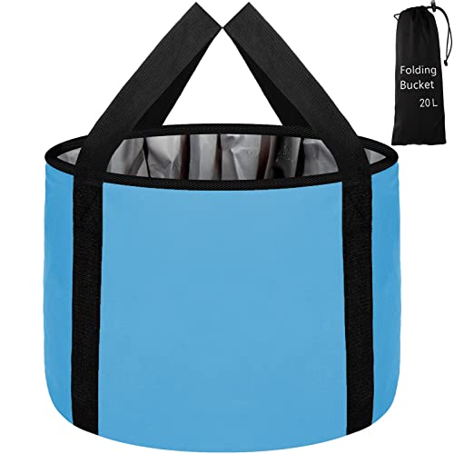 Foot Bath Basin 20L Collapsible Bucket, Portable Foot Soak Tub Feet Soaking Bucket for Outdoor Travel, Camping, Fishing(Blue) - color: Blue, size: 20L-1pcs