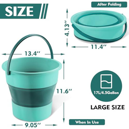 Collapsible Bucket 4.5 Gallon/17L Large Capacity Foldable Cleaning Buckets - color: Large Green