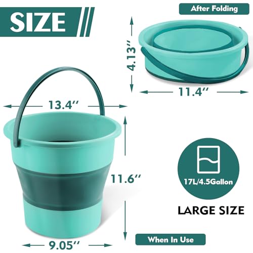 Collapsible Bucket 4.5 Gallon/17L Large Capacity Foldable Cleaning Buckets - color: Large Green