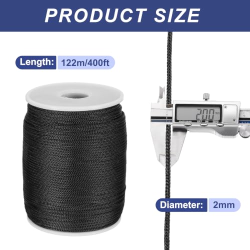 MECCANIXITY 5/64" Polypropylene Rope Braided Ropes, 400ft Black - color: Black, size: 5/64 Inch 400ft