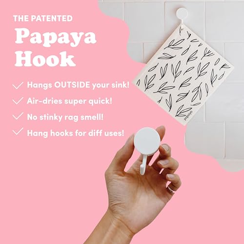Papaya Swedish Dishcloths for Kitchen, 2 Reusable Paper Towels, 1 Hook - color: Call Me Twiggy