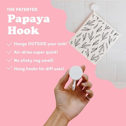 Papaya Swedish Dishcloths for Kitchen, 2 Reusable Paper Towels, 1 Hook - color: Call Me Twiggy
