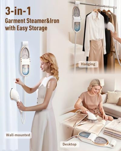 BANPESTT Garment Steamer for Clothes, 2-in-1 Steamer & Iron, Powerful 1500W
