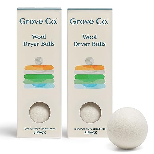 Grove Co. Wool Dryer Balls, 3 Pack, Unscented, Reusable, Hypoallergenic
