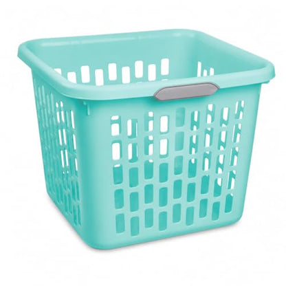 Teal Laundry Basket 1.5 Bushel Square with 2 Handles - color: Blue 1.5 Bushel